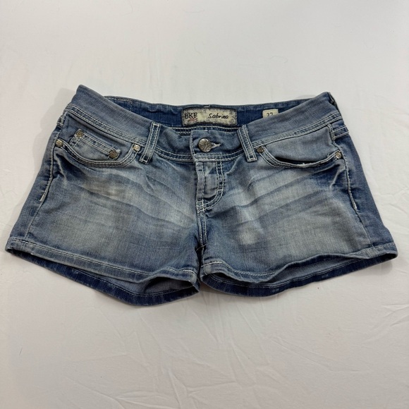 217. Women’s BKE Blue Jean Shorts with Distressed Finish (27)‎ - Picture 1 of 9